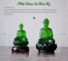 Tượng Đức Phật Dược Sư lưu ly xanh lá 18.5cm