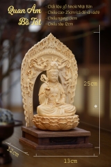 Tượng Quan Âm Bồ tát gỗ hinoki Nhật Bản 25cm