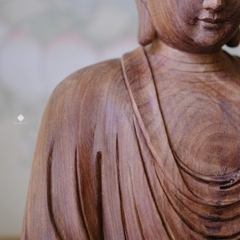 Tượng Đức Phật Thích Ca an định gỗ gõ (kèm đế)