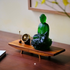 Góc an Đức Phật Dược Sư lưu ly xanh 12 cm