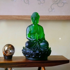 Góc an Đức Phật Dược Sư lưu ly xanh 12 cm