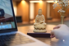 Góc an Quan Âm Bồ tát gỗ hoàng dương lá nhỏ