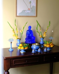 Ban thờ đồng vân lam
