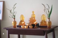 Ban thờ Hoa Nghiêm Tam Thánh lưu ly vàng
