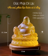 Tượng Đức Phật Di Lặc lưu ly vàng 13.2cm