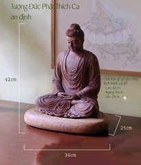 Tượng Đức Phật Thích Ca an định gỗ gõ (kèm đế)