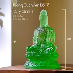 Tượng Quan Âm Bồ Tát lưu ly xanh lá 22.2cm