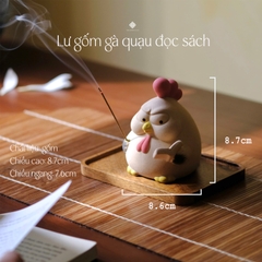 Lư gốm gà quạu đọc sách (kèm đế)