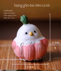 Tượng gốm bé chim củ tỏi (kèm đế)