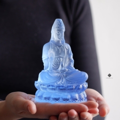 Tượng Quan Âm lưu ly xanh dương 13cm
