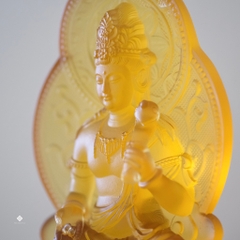 Tượng Phổ Hiền Bồ tát lưu ly vàng 18.5cm