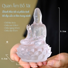 Tượng Quan Âm Bồ tát lưu ly trắng 12.8cm