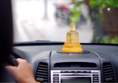 Tượng Đức Phật Thích Ca lưu ly vàng 13cm
