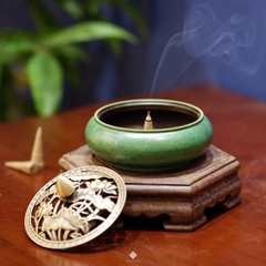 Lư đồng hoa sen xanh lá