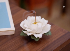 Lư gốm mẫu đơn trắng 9cm