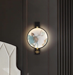 Tranh đèn tròn liên hoa cát tường