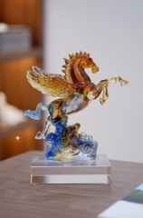 Tượng thiên mã lưu ly ngũ sắc 13cm