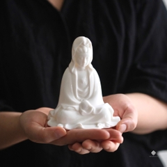 Tượng Bồ tát Bạch y Quán Âm sứ trắng 9cm