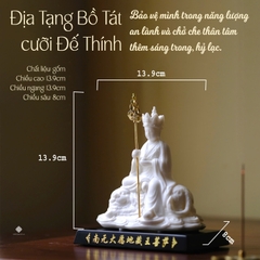 Tượng Địa Tạng Bồ tát cưỡi Đế Thính sứ trắng mini