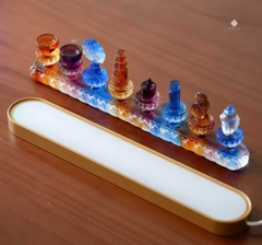 Quý phẩm cúng dường lưu ly ngũ sắc kèm đế đèn led