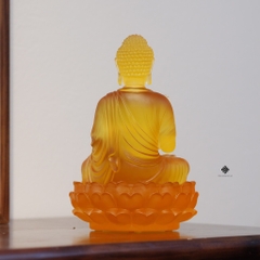 Tượng Đức Phật A Di Đà lưu ly hổ phách 20.5cm