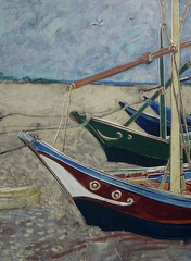 Tranh đồng khắc tay "Thuyền đánh cá trên bãi biển Saintes-Maries" - bảo tồn di sản Van Gogh
