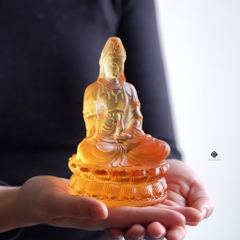 Tượng Quan Âm Bồ tát lưu ly vàng 13cm