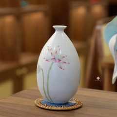 Bình gốm hoa sen vẽ tay 14cm
