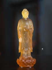 Tượng Đức Phật A Di Đà lưu ly vàng 21.3cm