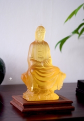 Tượng Quan Âm Bồ tát lưu ly vàng 28cm