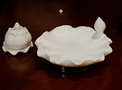 Đĩa lá sen sứ trắng 18cm