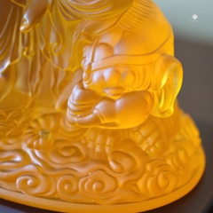 Tượng Phổ Hiền Bồ tát lưu ly vàng 18.5cm