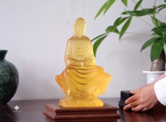 Tượng Quan Âm Bồ tát lưu ly vàng 28cm