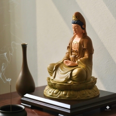 Tượng Quan Âm Bồ tát đồng mạ vàng 24k 29cm