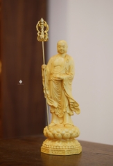 Tượng Địa Tạng Bồ tát gỗ hoàng dương 20cm