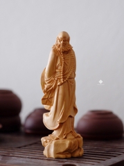 Tượng Tổ Bồ Đề Đạt Ma gỗ hoàng dương 13cm