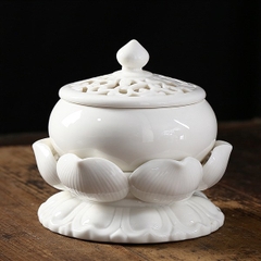 Lư hoa sen sứ trắng cỡ lớn