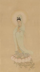 Tranh in giấy lụa Quan Âm Bồ tát 51x91cm