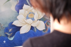 Tranh đồng khắc tay Liên hoa mộng