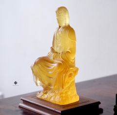 Tượng Quan Âm Bồ tát lưu ly vàng 28cm