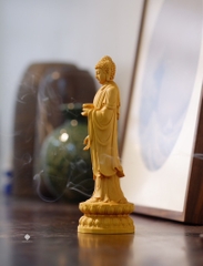 Tượng Đức Phật A Di Đà gỗ hoàng dương 20cm
