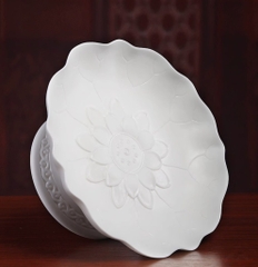 Đĩa bồng hoa sen sứ trắng 22cm