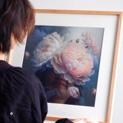 Tranh đồng khắc tay Mẫu đơn dịu dàng