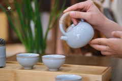 Bộ thưởng trà trầm gốm mộc