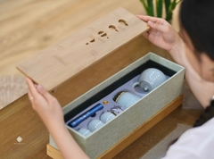Bộ thưởng trà trầm gốm mộc