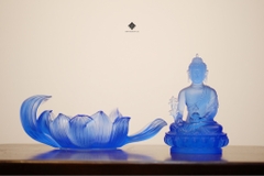 Tượng Đức Phật Dược Sư Liên hoa lưu ly xanh dương