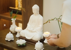 Tượng Đức Phật A Di Đà gốm trắng 26cm