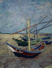 Tranh đồng khắc tay "Thuyền đánh cá trên bãi biển Saintes-Maries" - bảo tồn di sản Van Gogh
