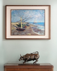 Tranh đồng khắc tay "Thuyền đánh cá trên bãi biển Saintes-Maries" - bảo tồn di sản Van Gogh