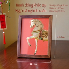 Tranh đồng khắc tay Ngự mã nghinh xuân